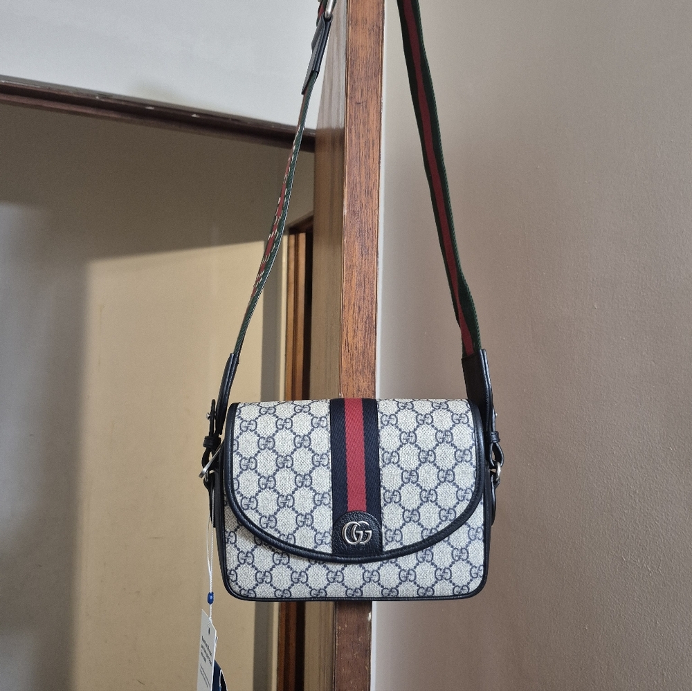 Authentic Gucci Ophidia Small Shoulder Crossbody Navy Handbag EUC HTF - Picture 16 of 16